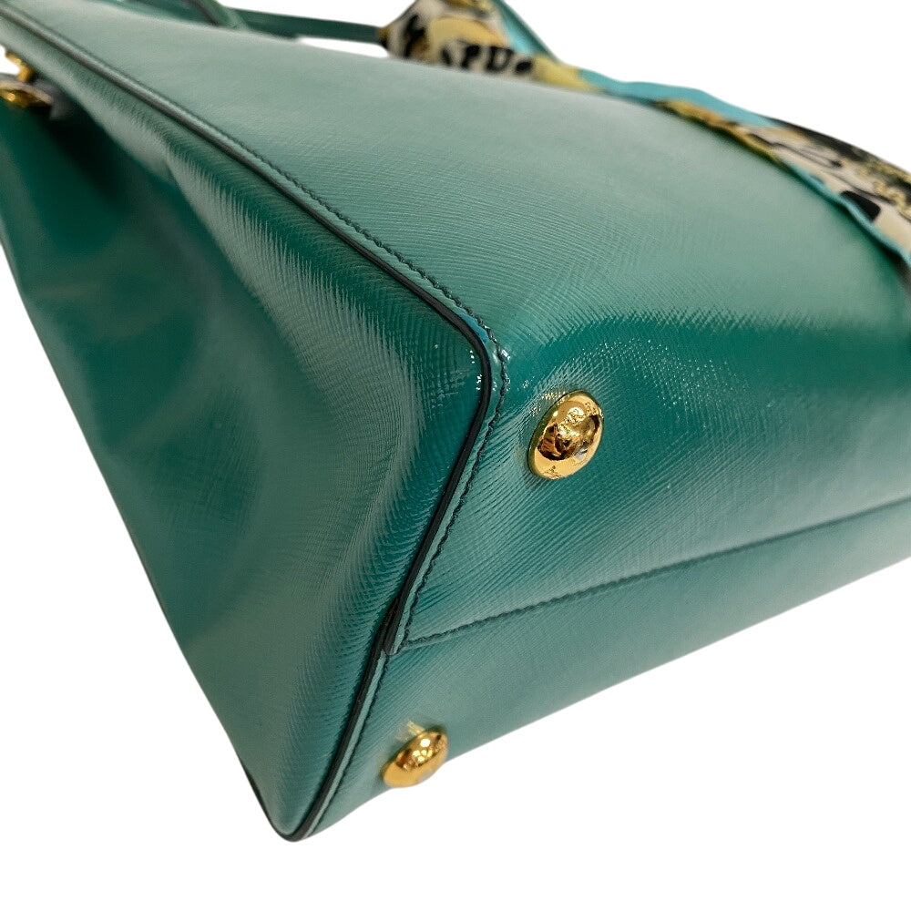 PRADA Handbag leather green Safiano Vernis