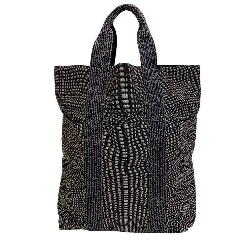 HERMES Tote Bag canvas black Her Line Cabas