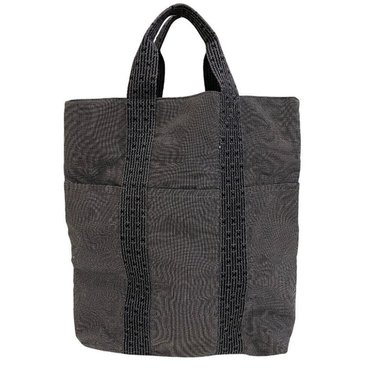 HERMES Tote Bag canvas black Her Line Cabas