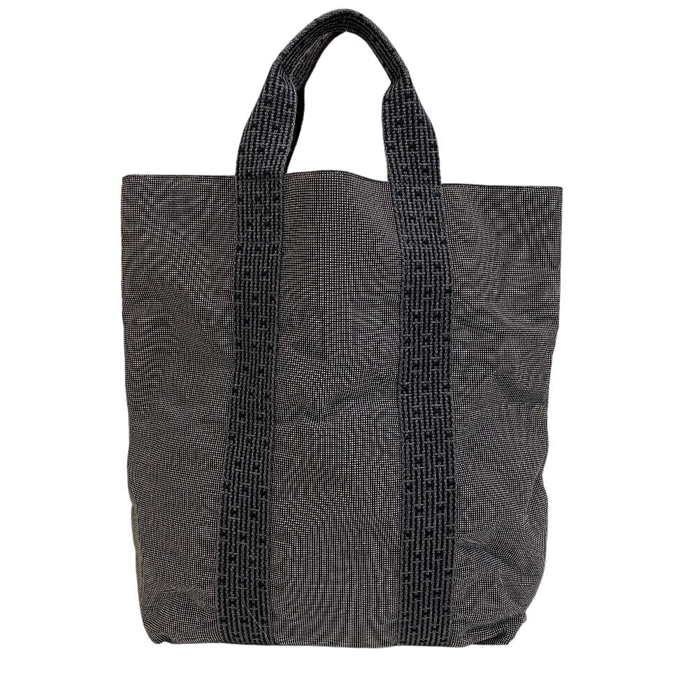 HERMES Tote Bag canvas black Her Line Cabas