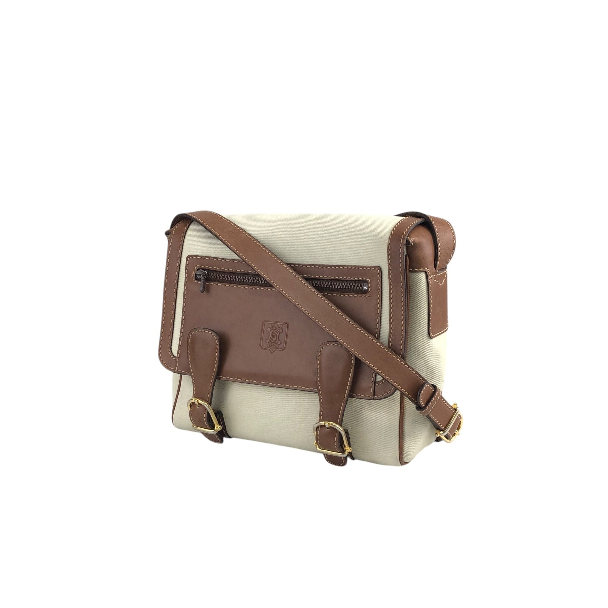 CELINE Shoulder bag White×Brown ue3evj