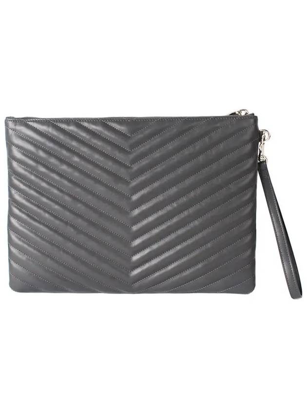 Luxury Saint Laurent Trending 2025 Monogram Cassandre Matelasse Silver Leather Clutch Bag Grey