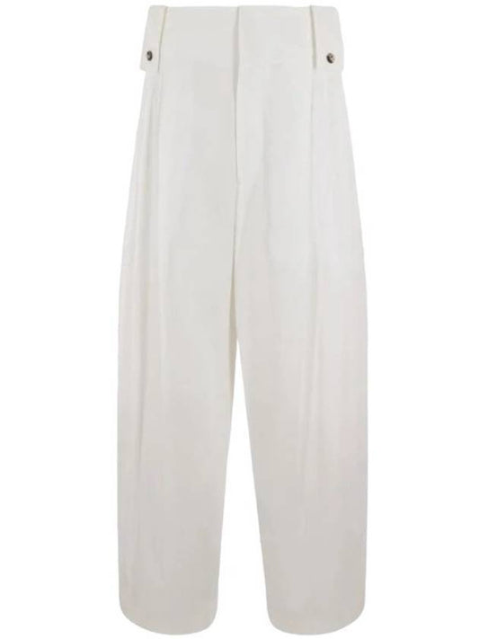 Luxury Bottega Veneta Women's High Waist Pintuck Wide Pants White