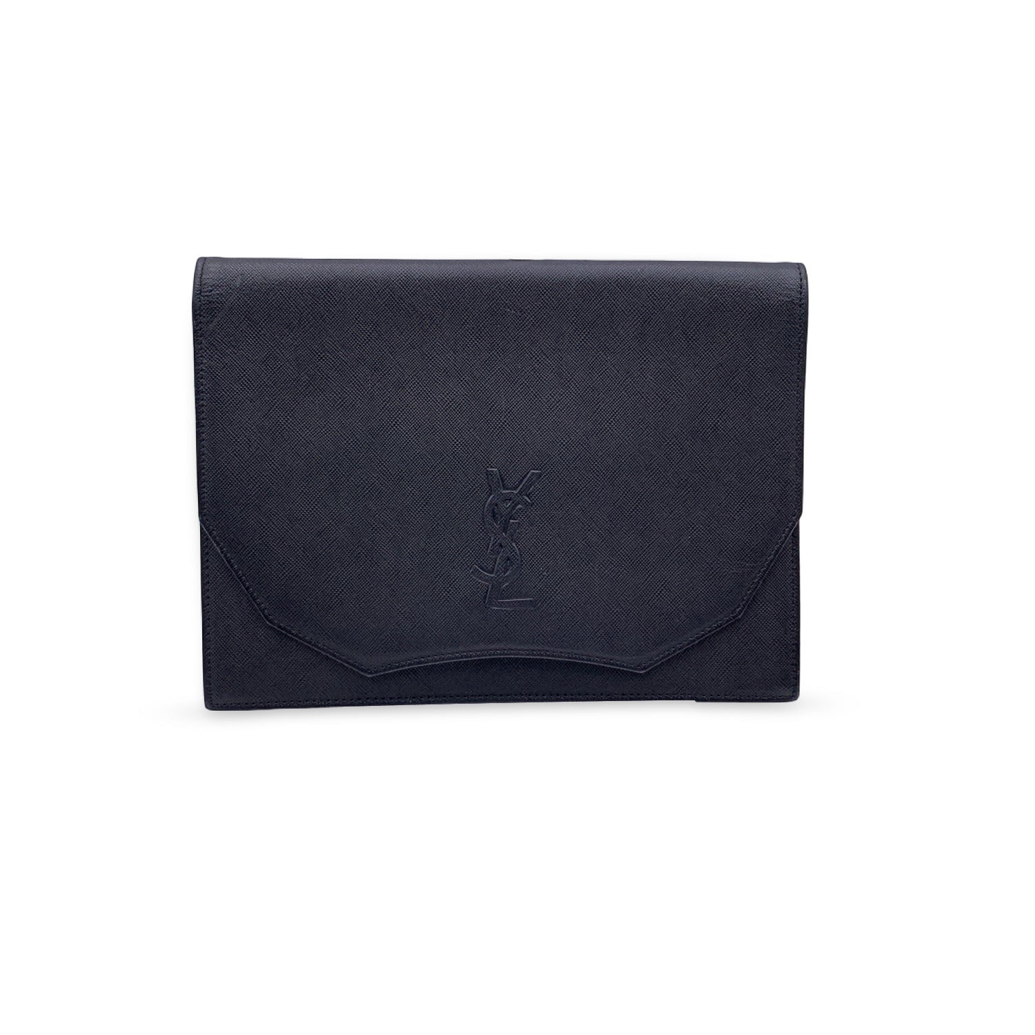 Yves Saint Laurent Black Leather YSL Logo Clutch Bag