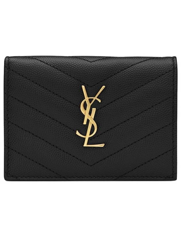 Luxury Saint Laurent Trending 2026 Monogram Caviar Leather Flap Card Wallet Black