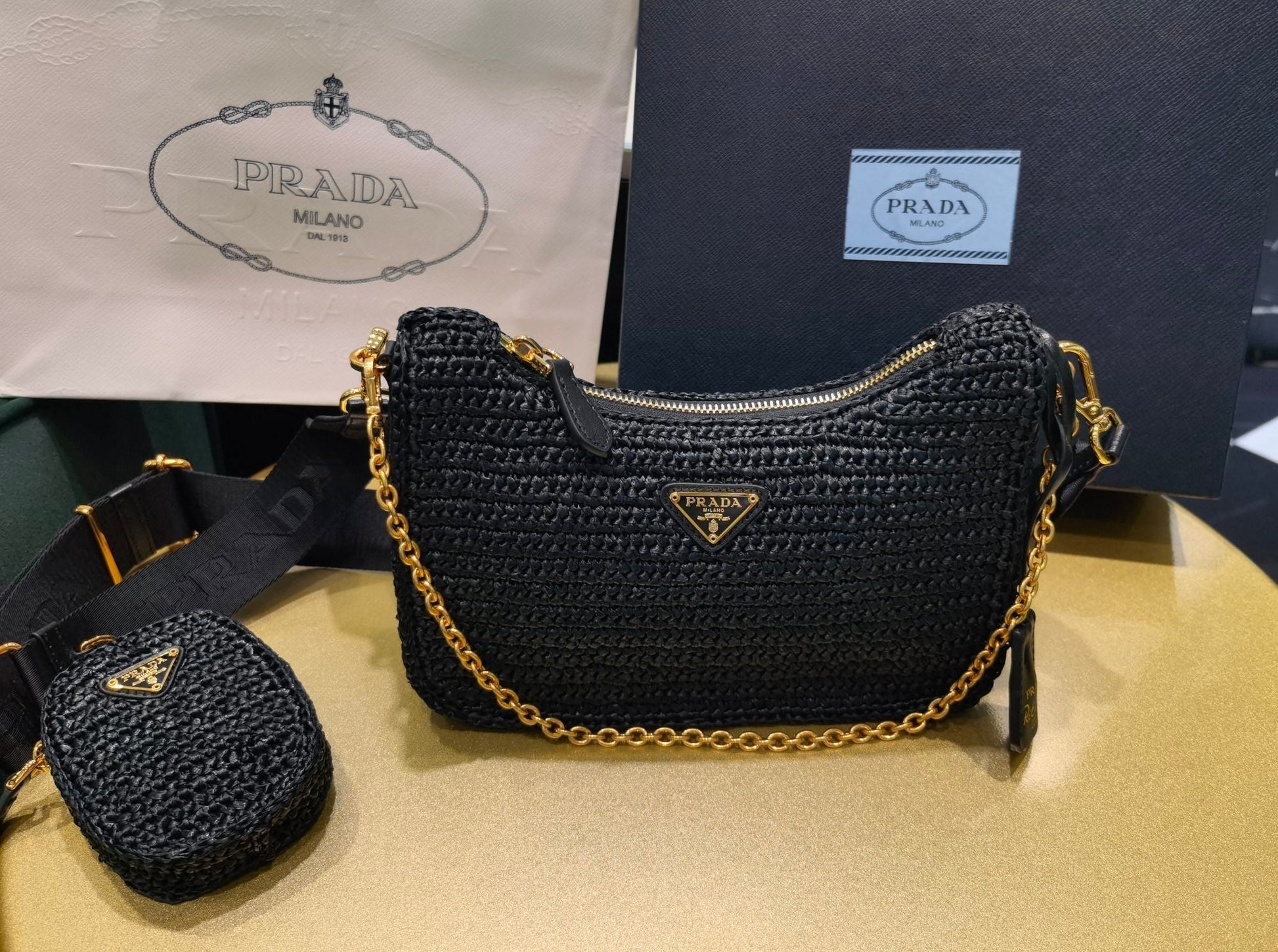 BOLSA Prada RE-EDITION RÁFIA Luxury Handbag