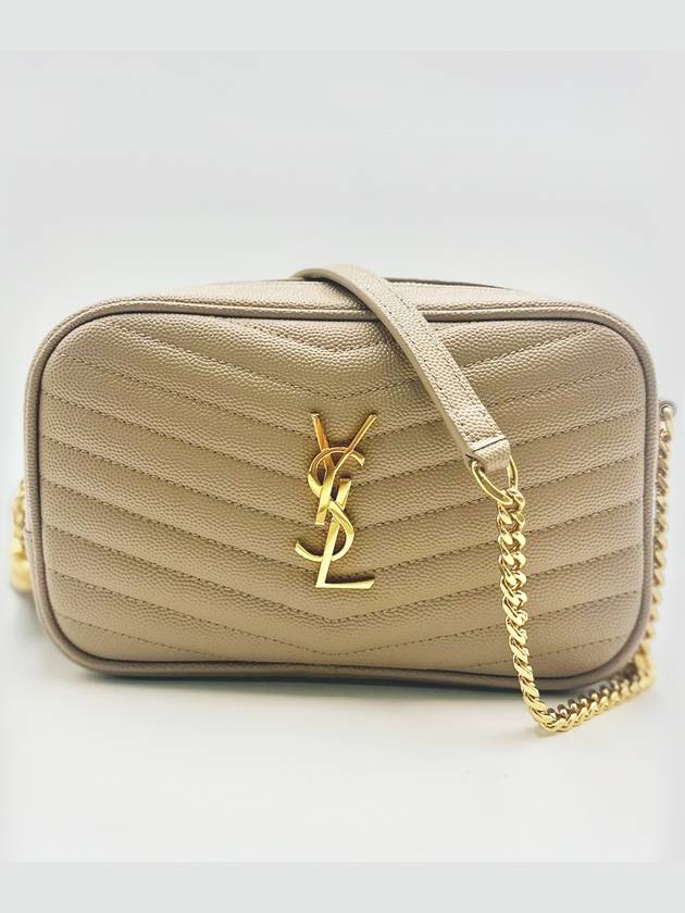 Luxury Saint Laurent Trending 2025 Lulu Mini Quilted Grain Leather Cross Bag Beige
