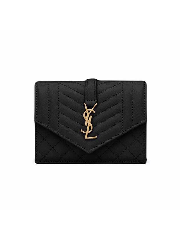 Luxury Saint Laurent Trending 2026 Matelasse Monogram Card Wallet Black