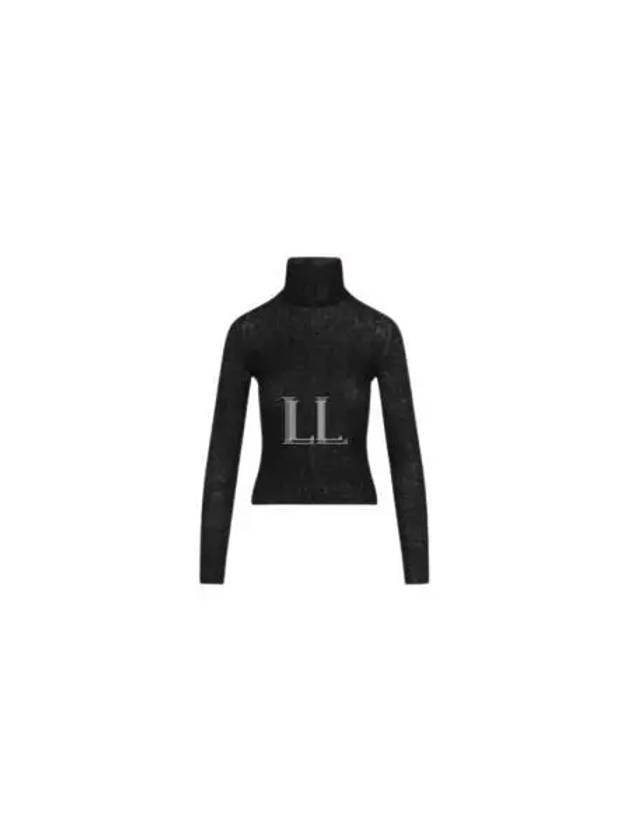Luxury Saint Laurent Trending 2026 Ribbed Knit Turtleneck Black