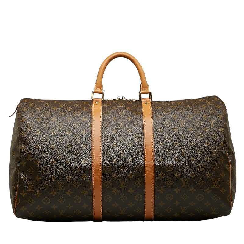 Louis Vuitton Monogram Keepall 55 Boston Bag Travel Bag Brown