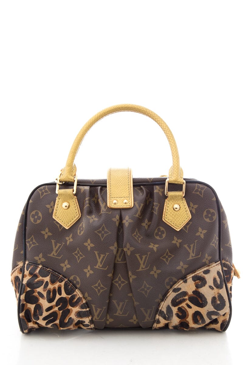 Louis Vuitton Brown Monogram Leopard Pleated Steamer Handbag