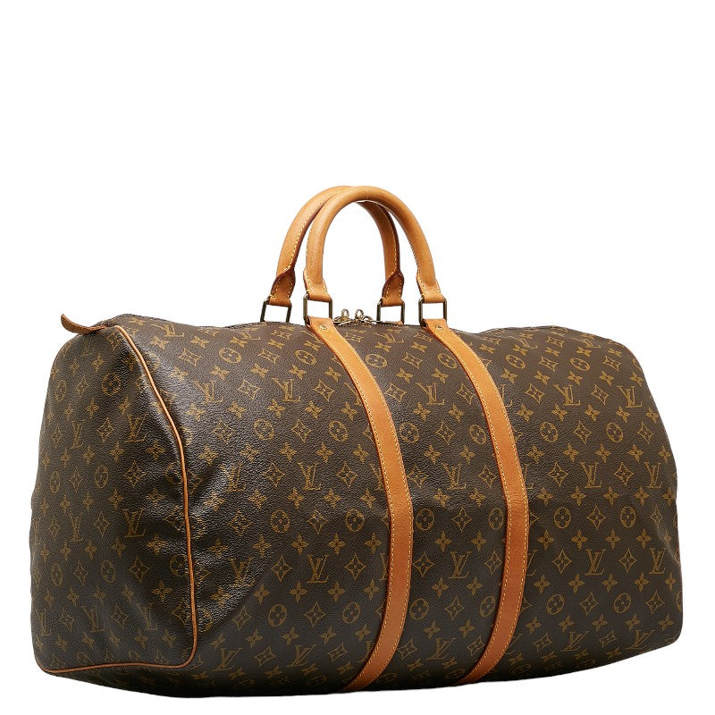 Louis Vuitton Monogram Keepall 55 Boston Bag Travel Bag Brown