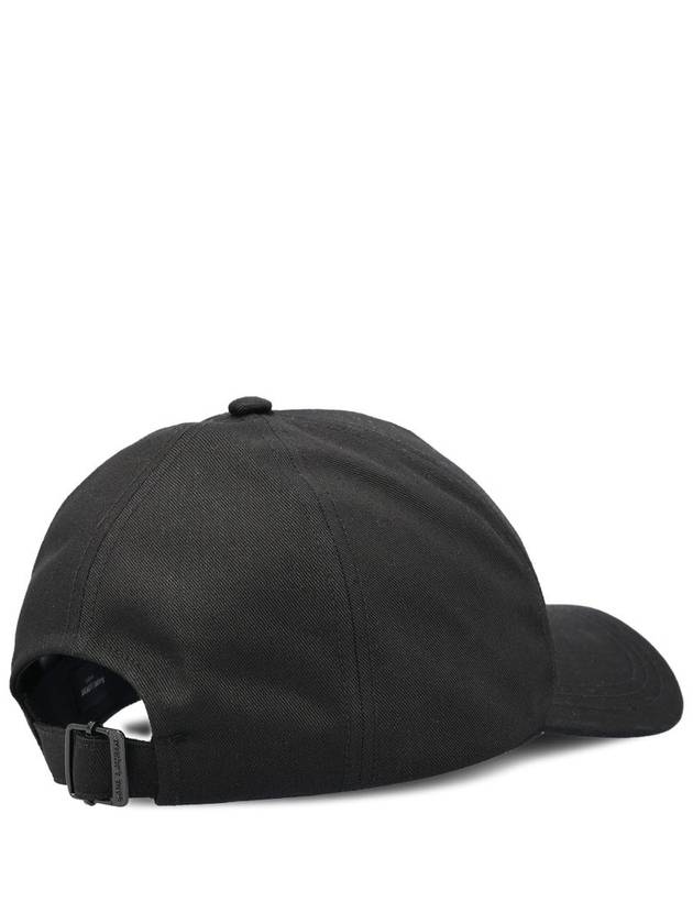 Luxury Saint Laurent Trending 2026 Embroidered Logo Gabardine Weave Cotton Ball Cap Black