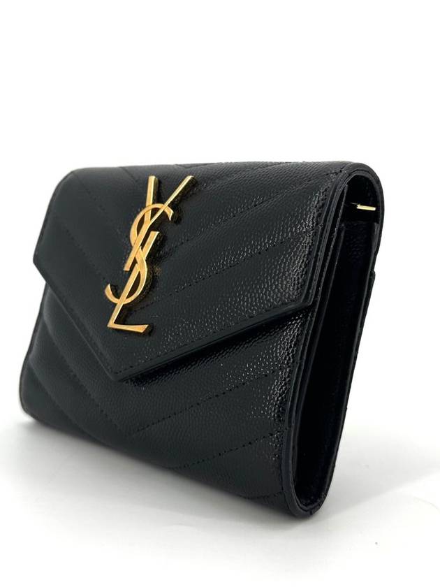 Luxury Saint Laurent Trending 2026 Monogram Envelope Gold Ring Wallet 403943