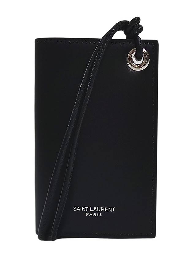 Luxury Saint Laurent Trending 2026 Men's Logo Strap Card Wallet Black