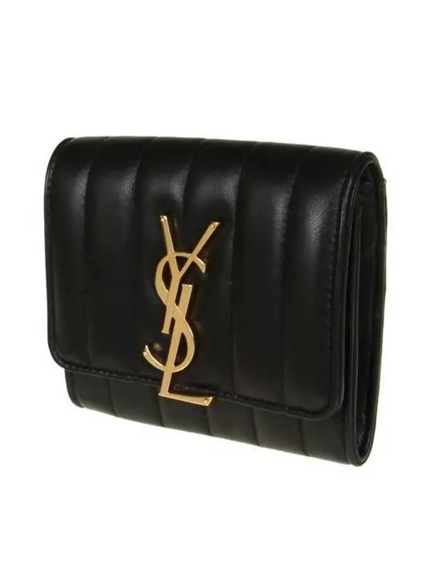 Luxury Saint Laurent Trending 2026 Vicky Small Half Wallet Black