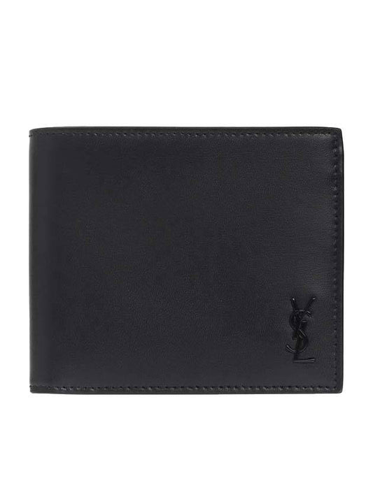 Luxury Saint Laurent Trending 2026 Tiny Cassandre Monogram Half Wallet Black