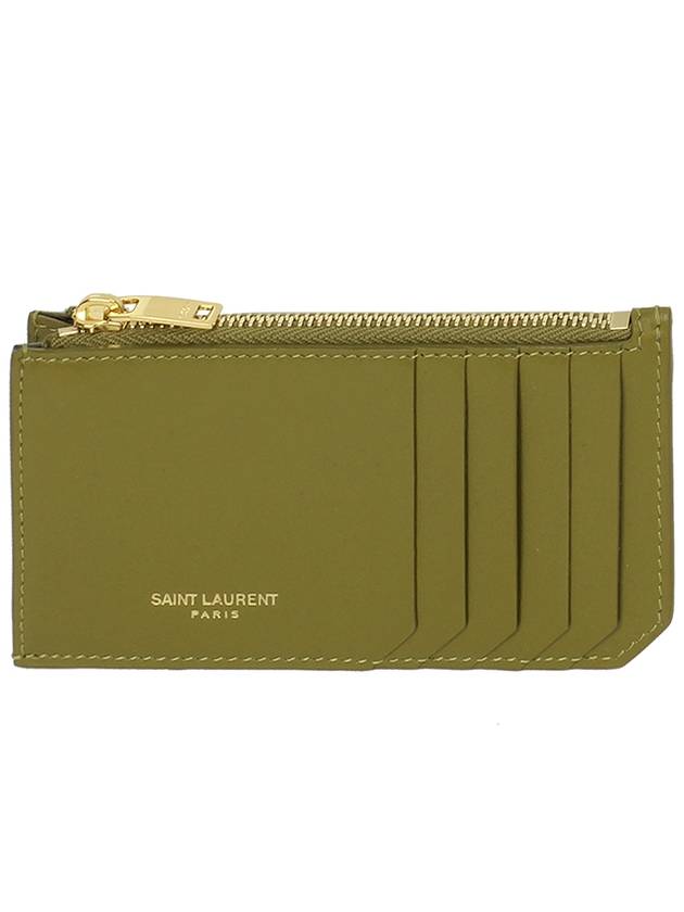 Luxury Saint Laurent Trending 2026 Monogram Fragment Card Wallet Green