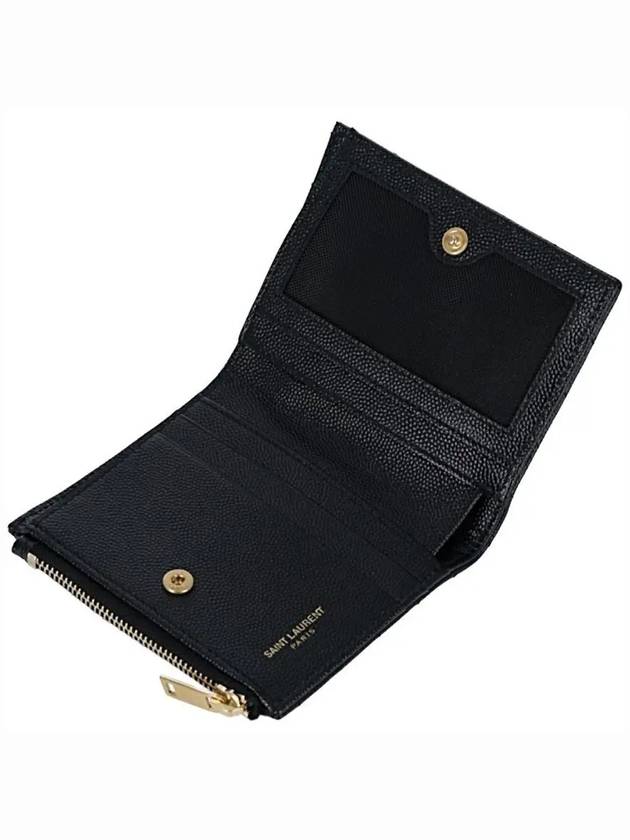 Luxury Saint Laurent Trending 2026 Cassandre Matelasse Grain De Poudre Embossed Leather Half Wallet Black