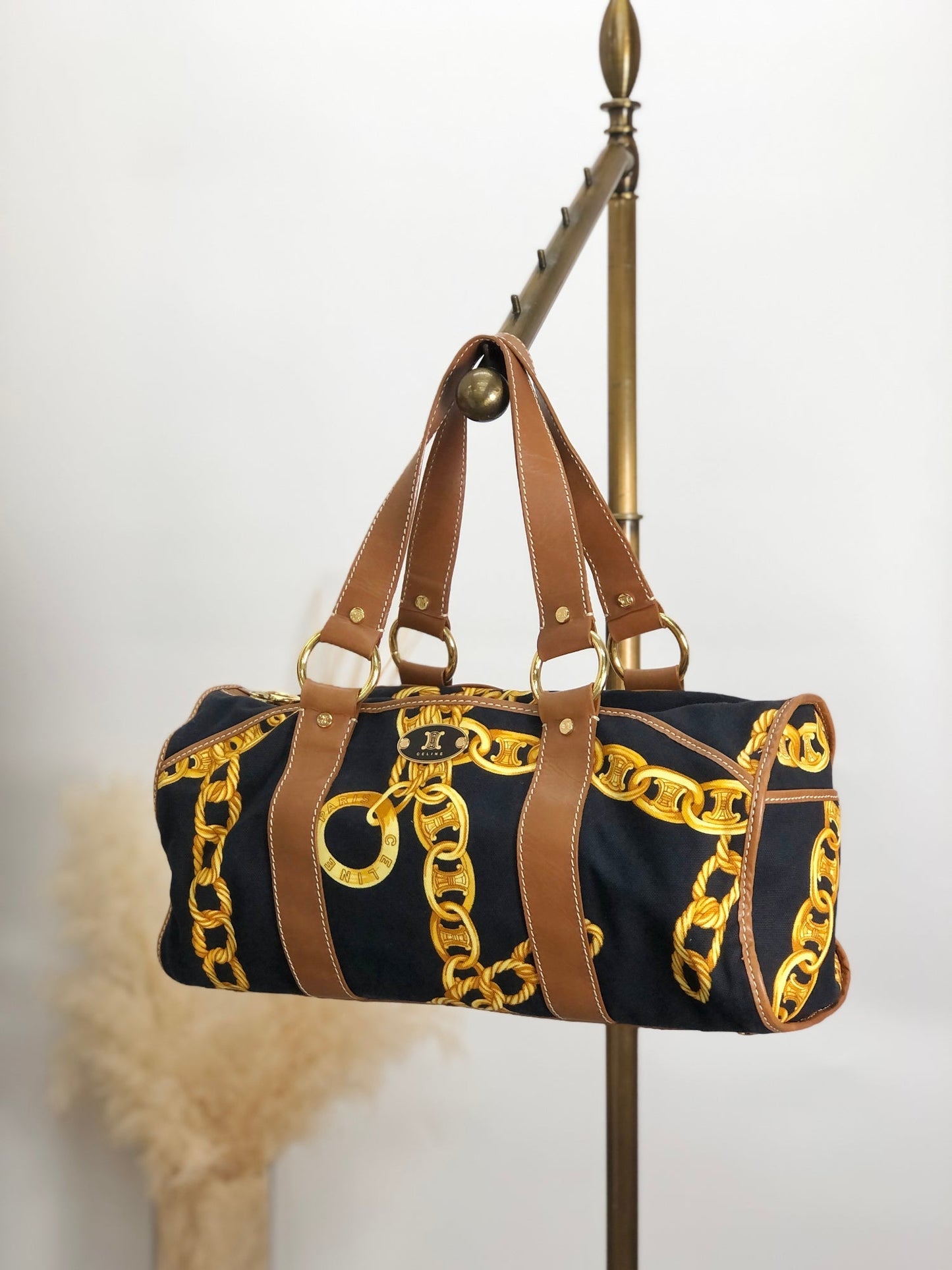 CELINE Handbag Boston bag Yellow×Black ui7frx