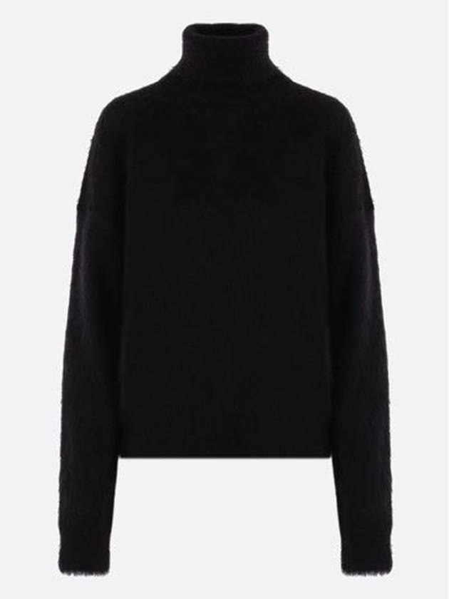 Luxury Saint Laurent Trending 2026 Women's Mohair Blend Turtleneck Black