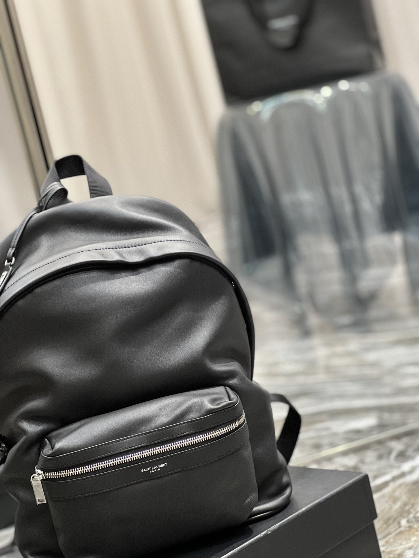 Yves Saint Laurent City Backpack In Unisex.8in/ Black