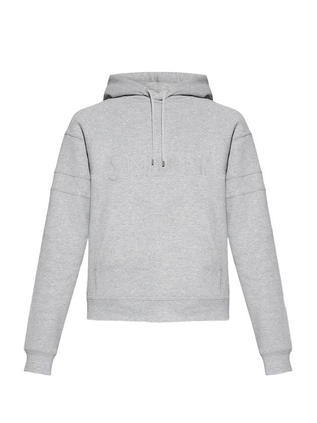 Luxury Saint Laurent Trending 2026 Logo Kangaroo Pocket Fleece Hoodie Grey