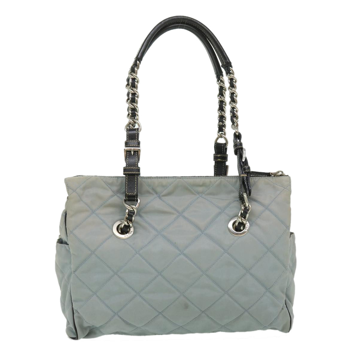 Prada Chain Shoulder Bag Nylon Light Blue