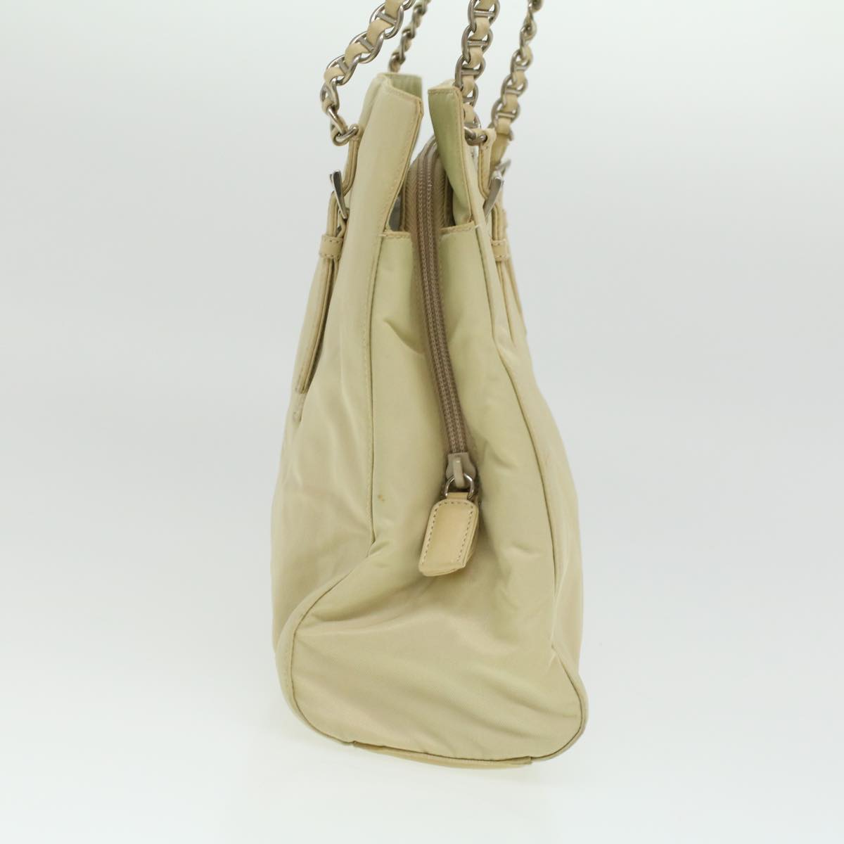 Prada Chain Shoulder Bag Nylon Beige