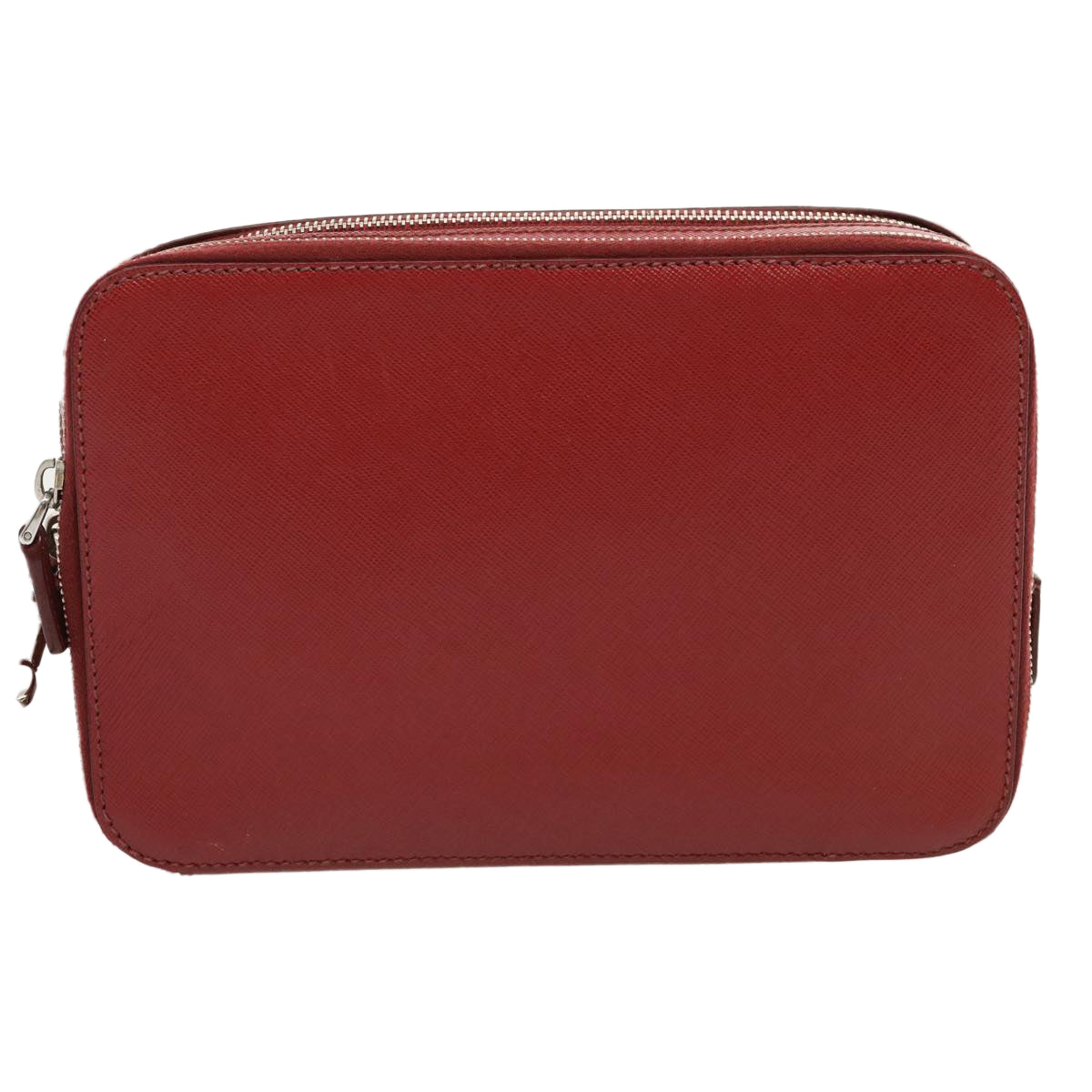 PRADA Safiano leather Clutch Bag Red Auth