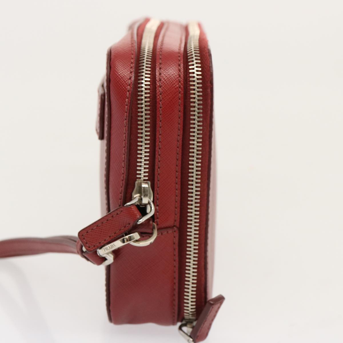 PRADA Safiano leather Clutch Bag Red Auth