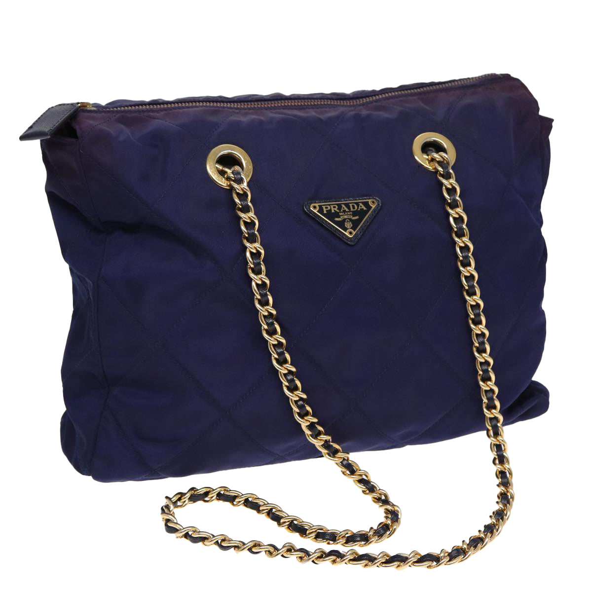 PRADA Chain Shoulder Bag Nylon Purple Auth