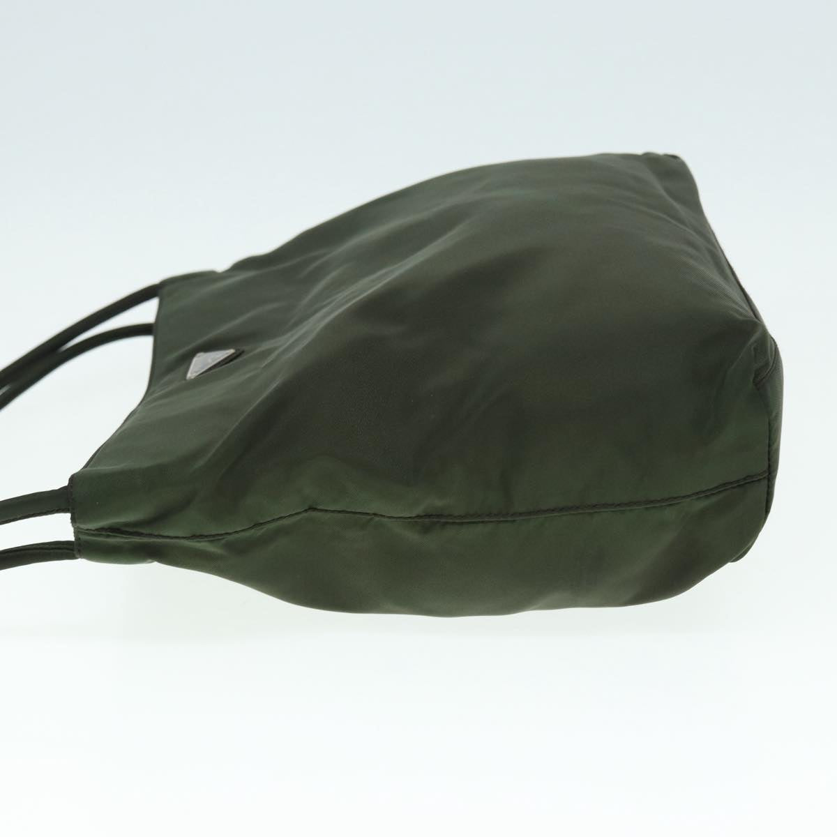 PRADA Tote Bag Nylon Khaki Silver Auth