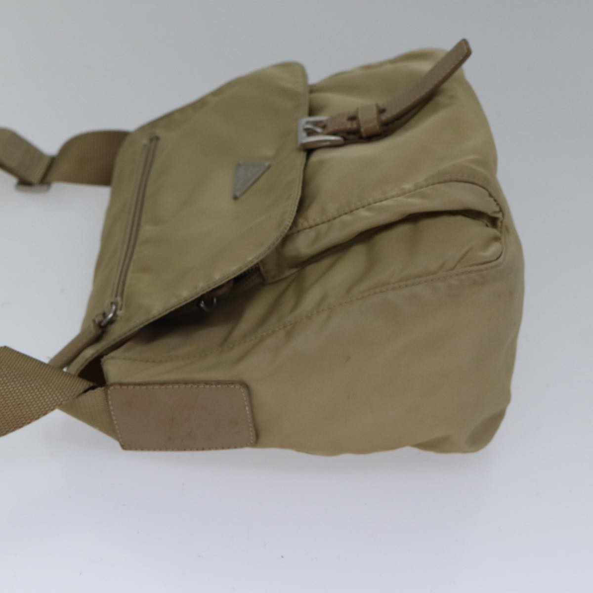 PRADA Shoulder Bag Nylon Beige Auth