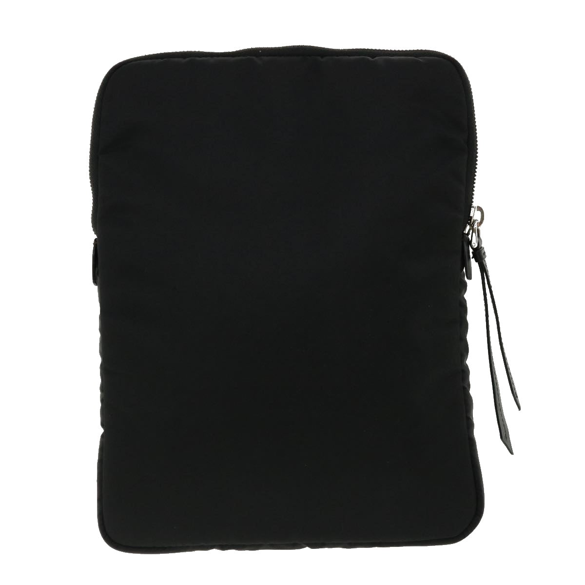 PRADA Clutch Bag Nylon Leather Black Orange Auth