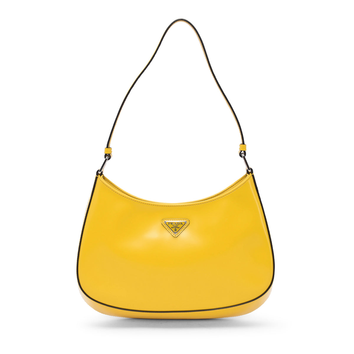 Prada Yellow Brushed Calfskin Cleo Shoulder Bag