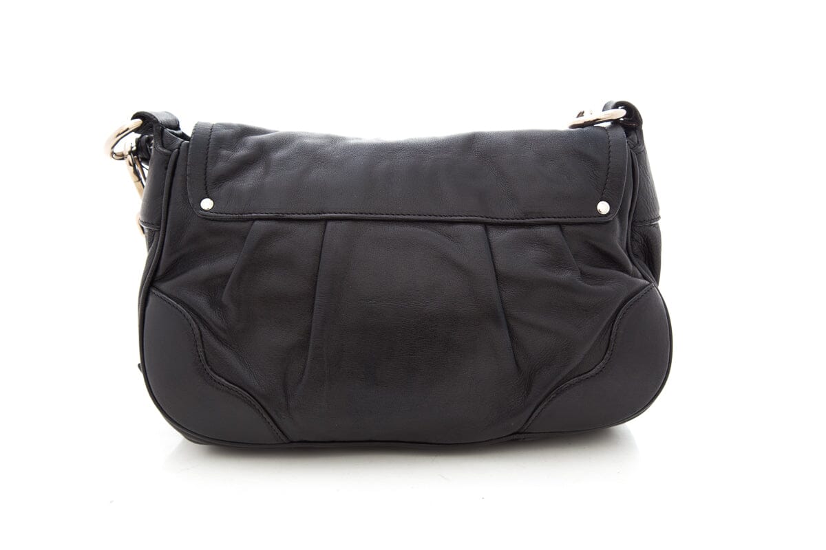 Prada Milano Dal Black Leather Pushlock & Key Handbag