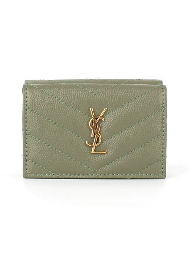 Luxury Saint Laurent Trending 2026 Monogram Quilting Leather Half Wallet Green