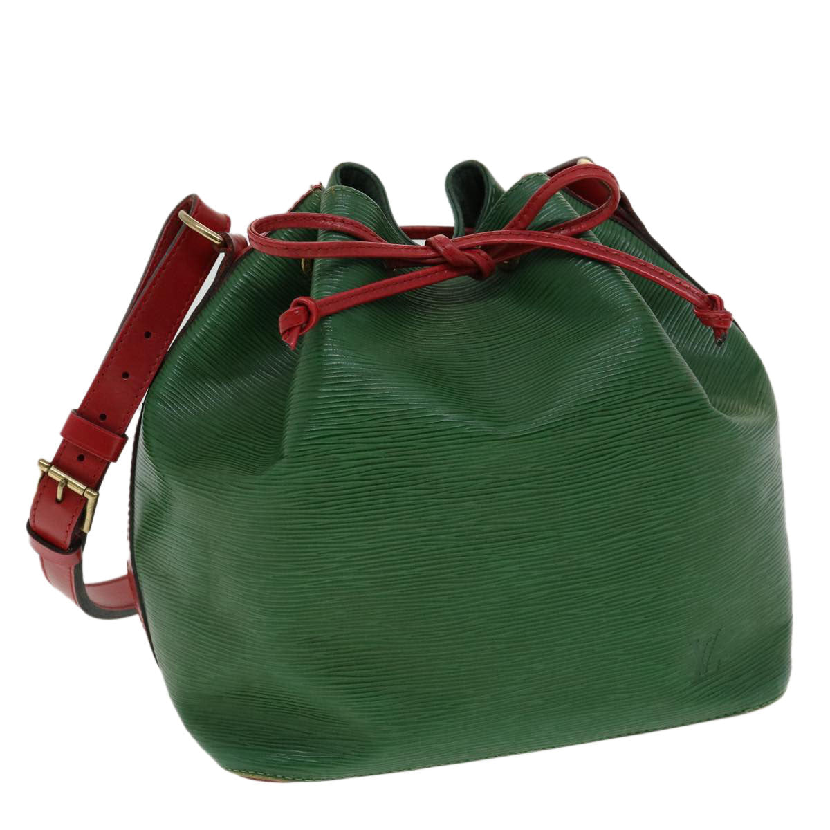 LOUIS VUITTON Epi Petit Noe Bicolor Shoulder Bag Green Red LV Auth ai476