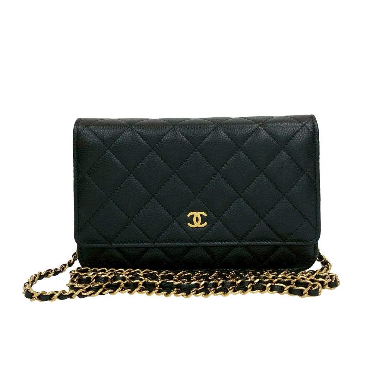 Chanel Matelassé Caviar Skin 2way Wallet on Chain Crossbody