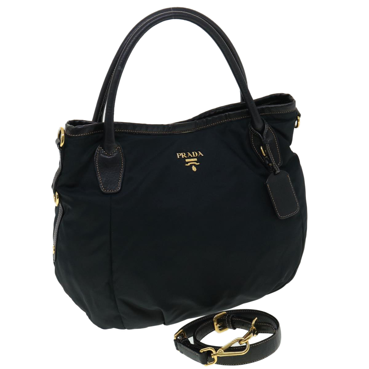 Prada Hand Bag Nylon 2way Black