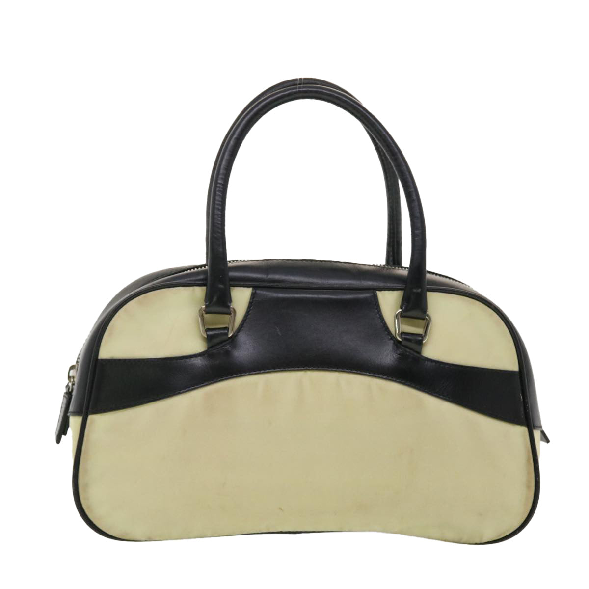 Prada Hand Bag Nylon Black Beige