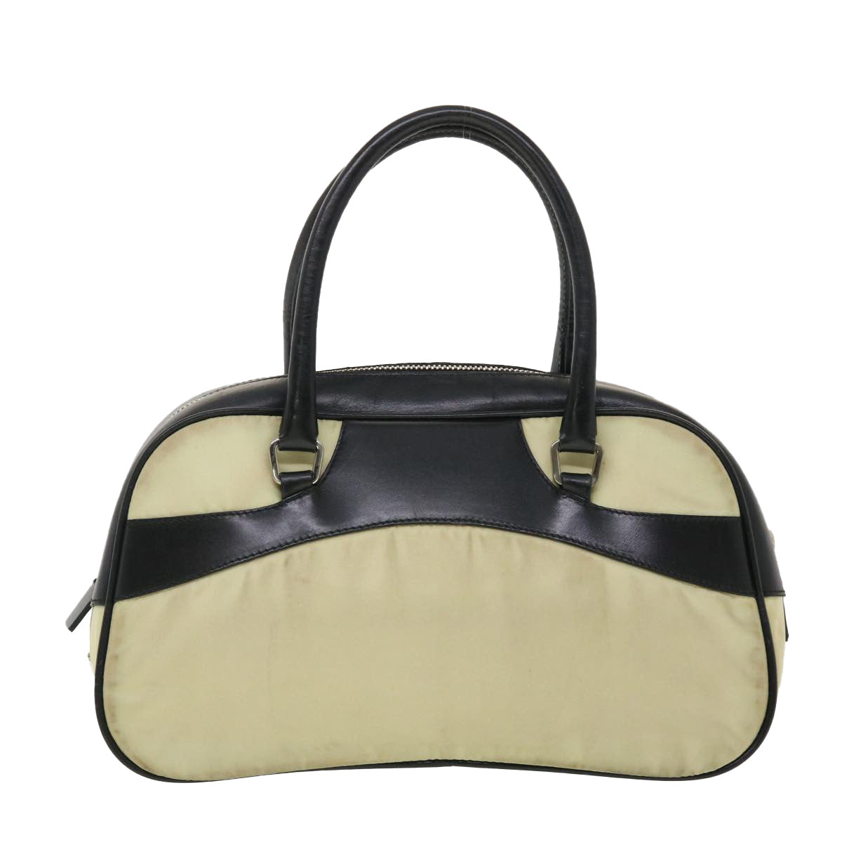 Prada Hand Bag Nylon Black Beige