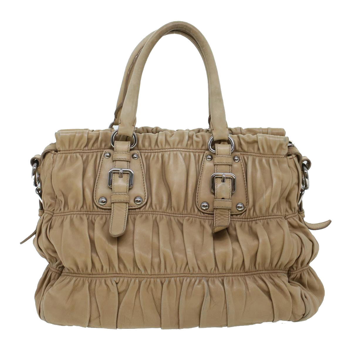 Prada Shoulder Bag Leather 2way Beige