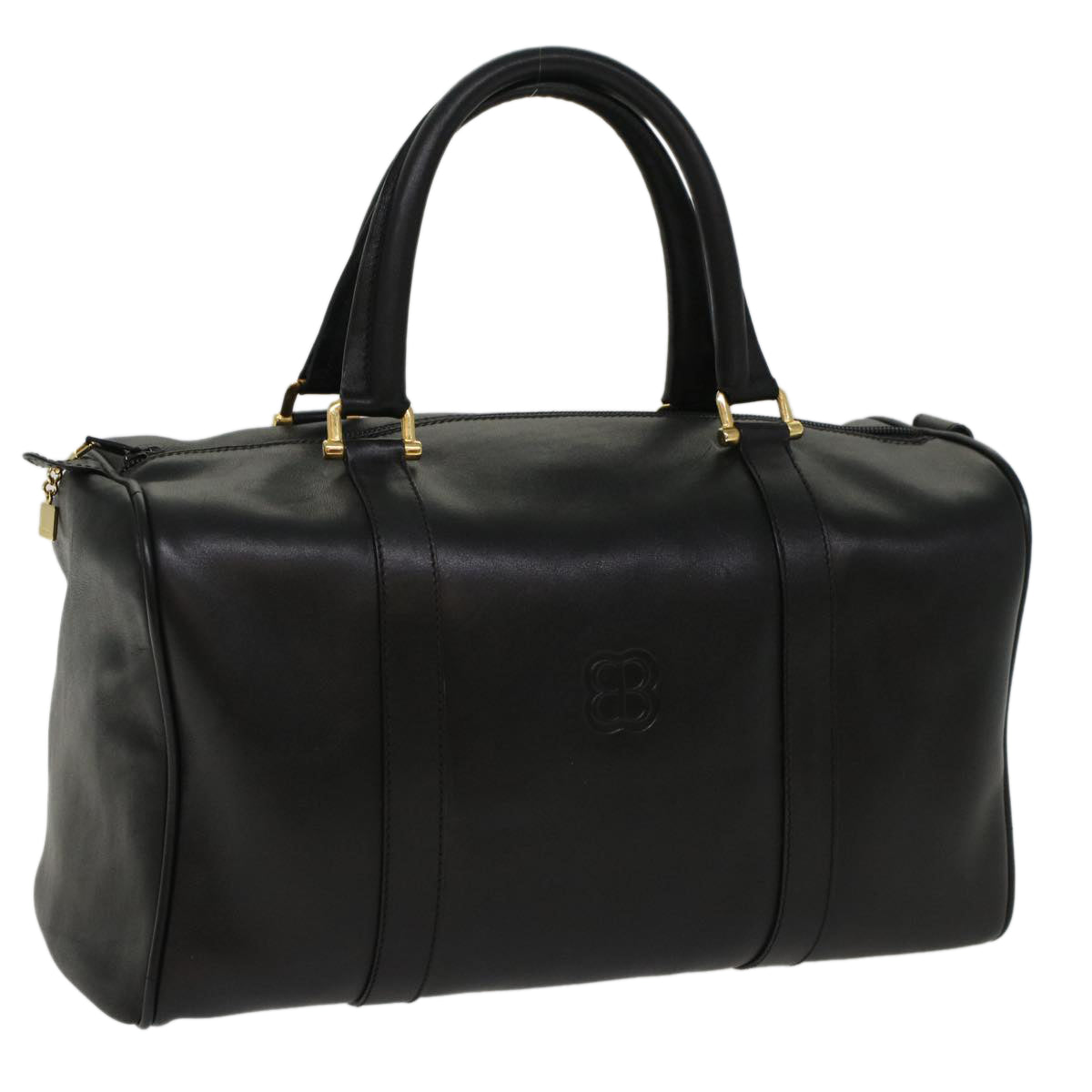 Balenciaga Boston Bag Leather Black Auth am4980
