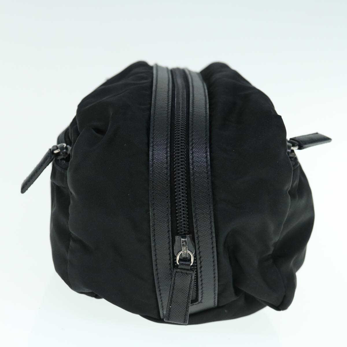 PRADA Clutch Bag Nylon Black Auth