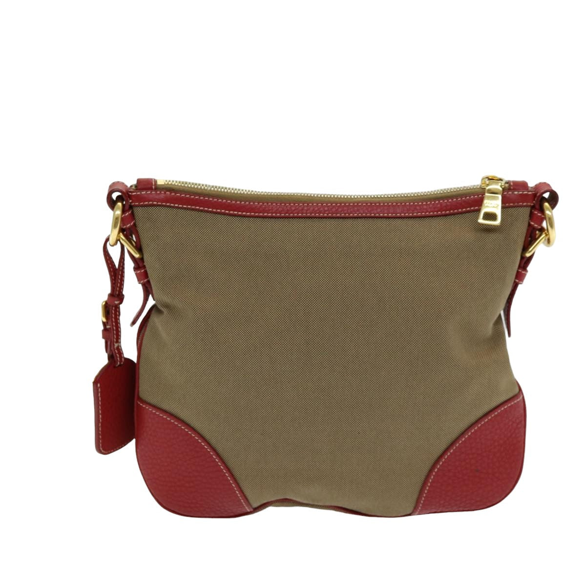 PRADA Shoulder Bag Canvas Beige Auth