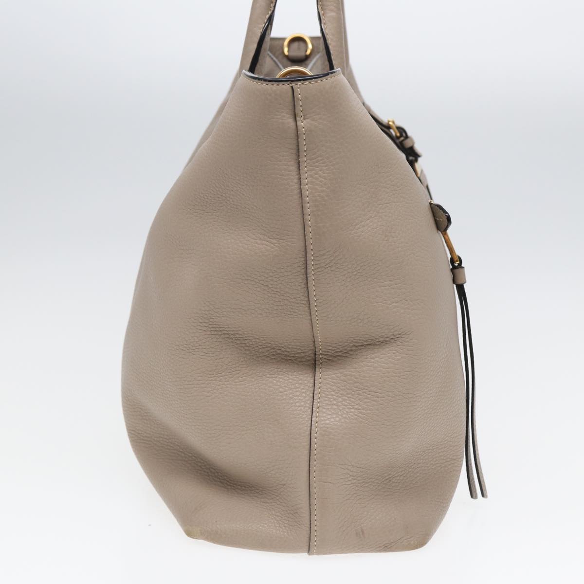 PRADA Tote Bag Leather 2way Beige Auth