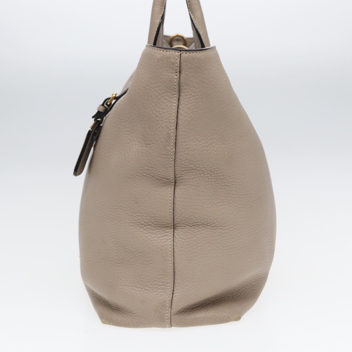 PRADA Tote Bag Leather 2way Beige Auth