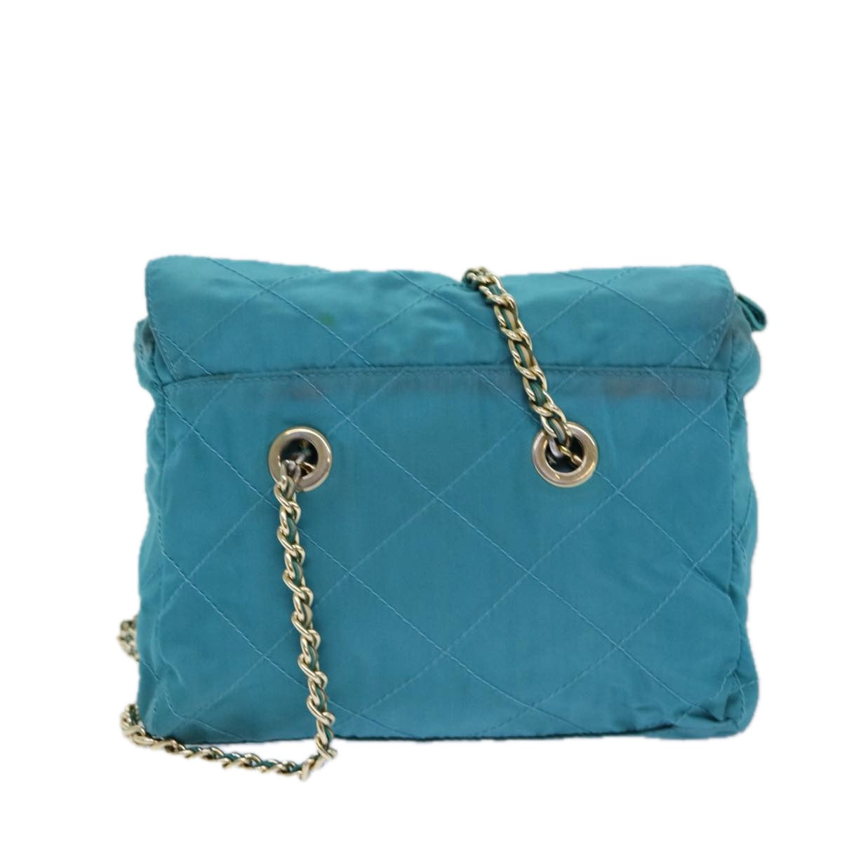 PRADA Chain Shoulder Bag Nylon Blue Auth